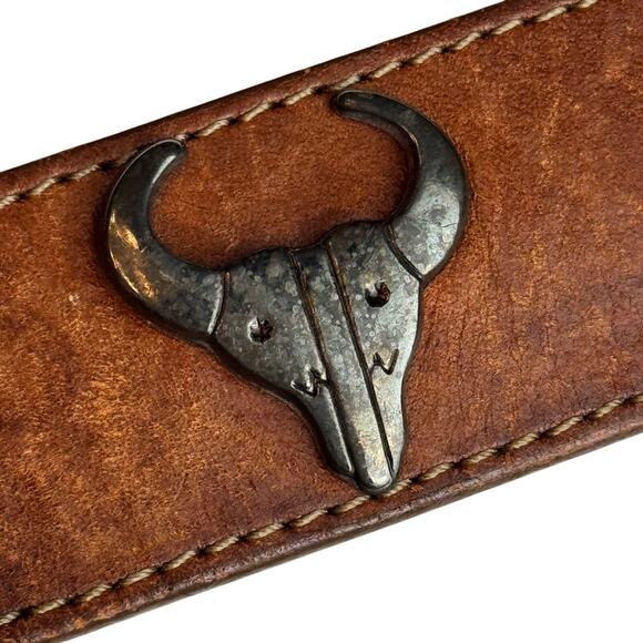 Vintage Silver Creek Western Concho Belt Men 28 Brown Genuine Leather Adjustable - Picture 5 of 16